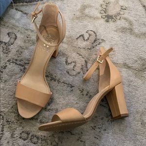 Vince Camuto Corlina Beige Block Heel Sandals